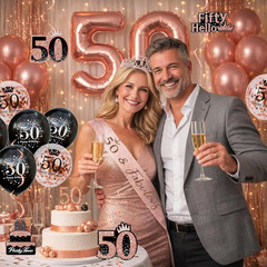 50Th Birthday Decorations for Women – 34Pcs Black Rose Gold Birthday Party Decor