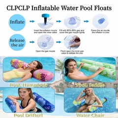 Inflatable Pool Floats Adult，5 Pack Multi-Purpose Pool Float Water Hammock，Po…