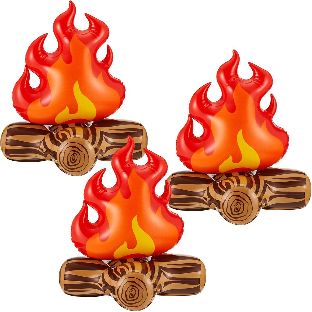 3 Pcs Inflatable Fake Campfire Camping Bonfire Props Party for Indoor Camping