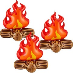 3 Pcs Inflatable Fake Campfire Camping Bonfire Props Party for Indoor Camping