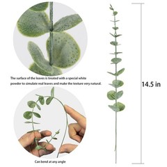LYRWI 38pcs Eucalyptus Stems Artificial Leaves Fake 38, Grey Green