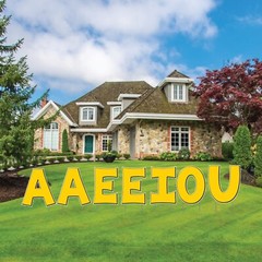 18″ Vowel Yard Letters Solid Color with Black Outline KG Font – With Stakes