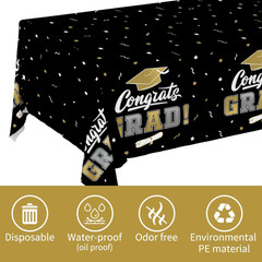Graduation Decorations, Gongrats Grad Tablecover for Graduation Party Supplies,