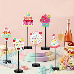 6 Pcs Birthday Table Decor, Happy Birthday Table Decorations with Double-Sided P