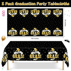 2Pack Graduation Decorations 2026, 108″ X 54″ Graduation Tablecover, Blackgold R