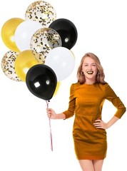 12 Inch Gold Black White Confetti Balloons 42 Pack White Gold Black Balloons