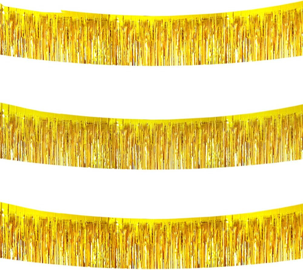 Metallic Foil Fringe Garland 3 Pack Party Decor Gold Silver Red Rose Gold Banner