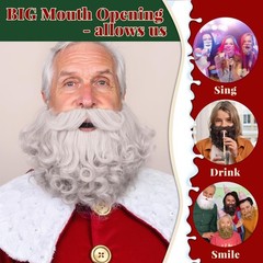 Men’s 8 Inches Curly Silver White Realistic & Fluffy Fake Beard For Wizard Co…