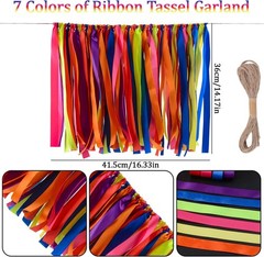 DIY Adjustable Ribbon Tassel Garland – 7 Color Hanging Decoration for Any Party