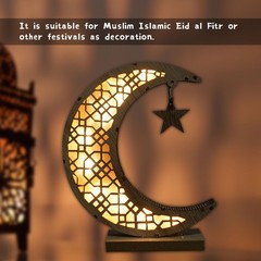 Ramadan Eid Mubarak Moon Castle LED Light Wooden Muslim Islamic Party Decoration