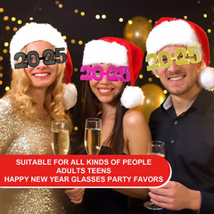 New Years Eve Party Supplies Decorations 2025-8PCS, NYE Glasses Party Favors
