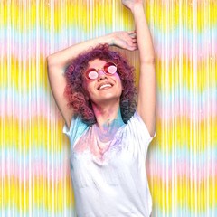 2 Pack Pastel Rainbow Foil Fringe Backdrop Curtains Tinsel Streamers for Party