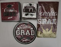 Maroon Graduation Party Paper goods 2025 or Any Year for 25 Total 126 FREE SHIP