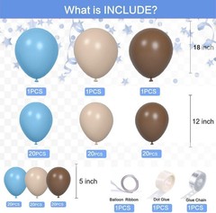 Bear theme Balloon Arch Kit Light Blue beige Tan and Brown Globos cream Ballo…
