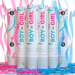Gender Reveal Streamer Cannon | 6 Pack | 3 Blue and 3 Pink | Multicolor Strea…