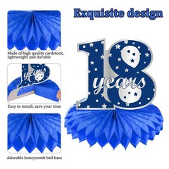 18th Birthday Table Centerpiece 8 PCS Blue Silver Honeycomb Party Decor