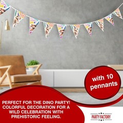 Dino skeleton pennant banner 16 ft party garland multicolored