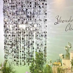 1-4M 10 Strings Round Sequin Background Hanging Silver Wall Party Birthday Decor