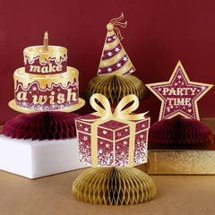 8 Pieces Happy Birthday Decorations, for Women, Burgundy Gold | Happy Birthday C