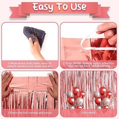2 Pack Gold Foil Fringe Backdrop Curtains, 39.6″W x 98.4″L (Pack of 2) Rose