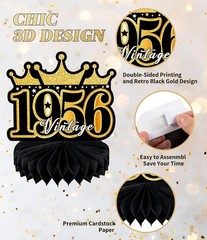 9 Pcs 70th Birthday Decoration for Men Women Happy 70th Birthday Honeycomb Cente