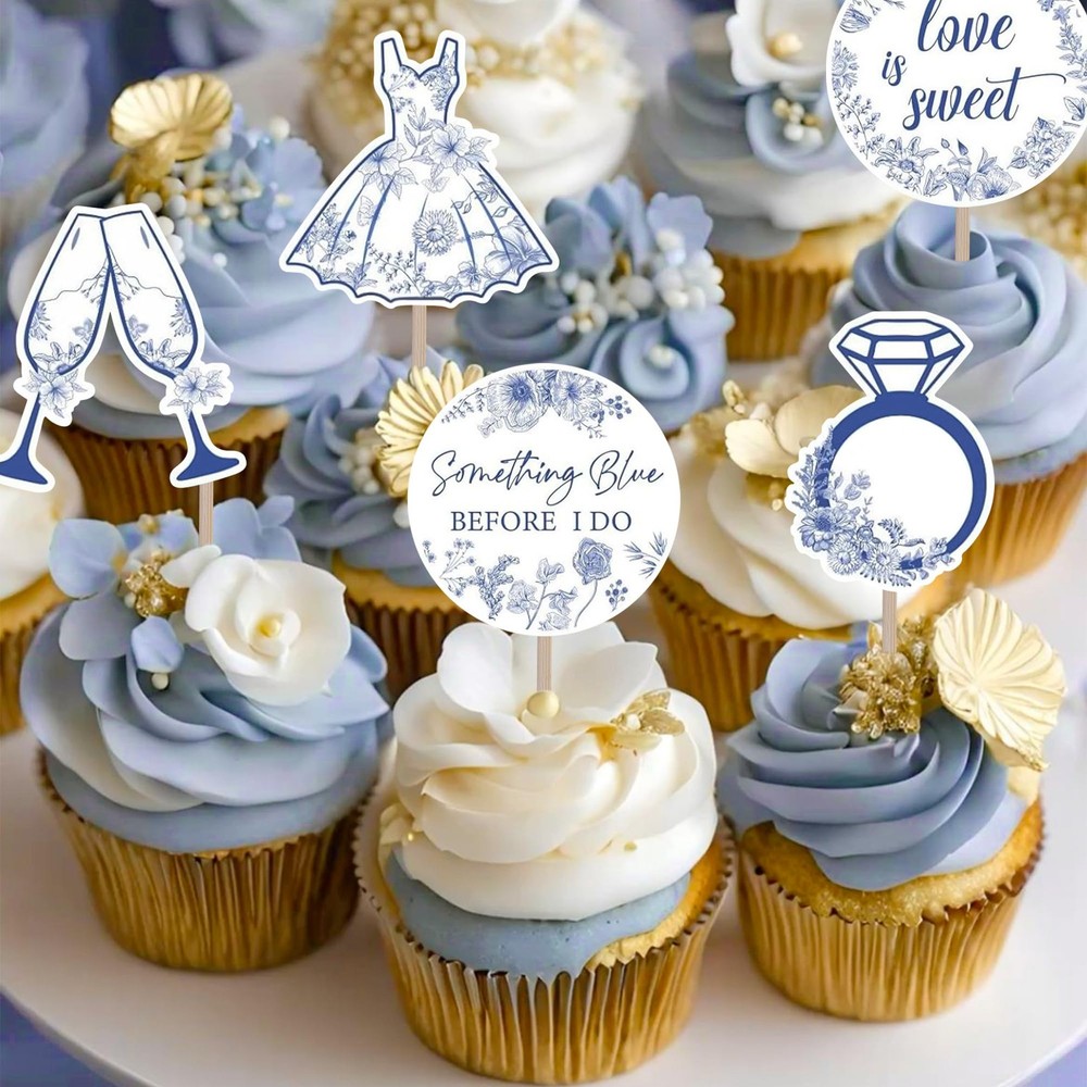 20PCS Something Blue Before I Do cupcake toppers,Something Blue Before I Do B…