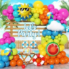 JUNXIAUP Tropical Summer Beach Pool Party Balloon Garland Arch Kit 168Pcs wit…