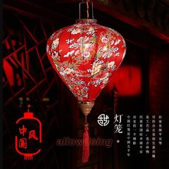 12 Inch Floral Pattern Oval Satin Silk Lanterns Hanging Chinese Retro Decor Cute