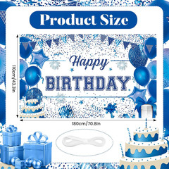 Blue Birthday Party Decorations Large Blue and White Birthday Banner for Men