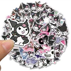 50pcs KUROMI Gothic Cartoon Stickers | Kawaii Devil Bunny Style | Laptop Bottle