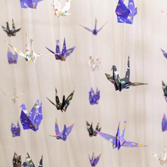 Colorful Paper Crane Hanging Garlands 3stringsX 5.2ft Origami Birds Streamers
