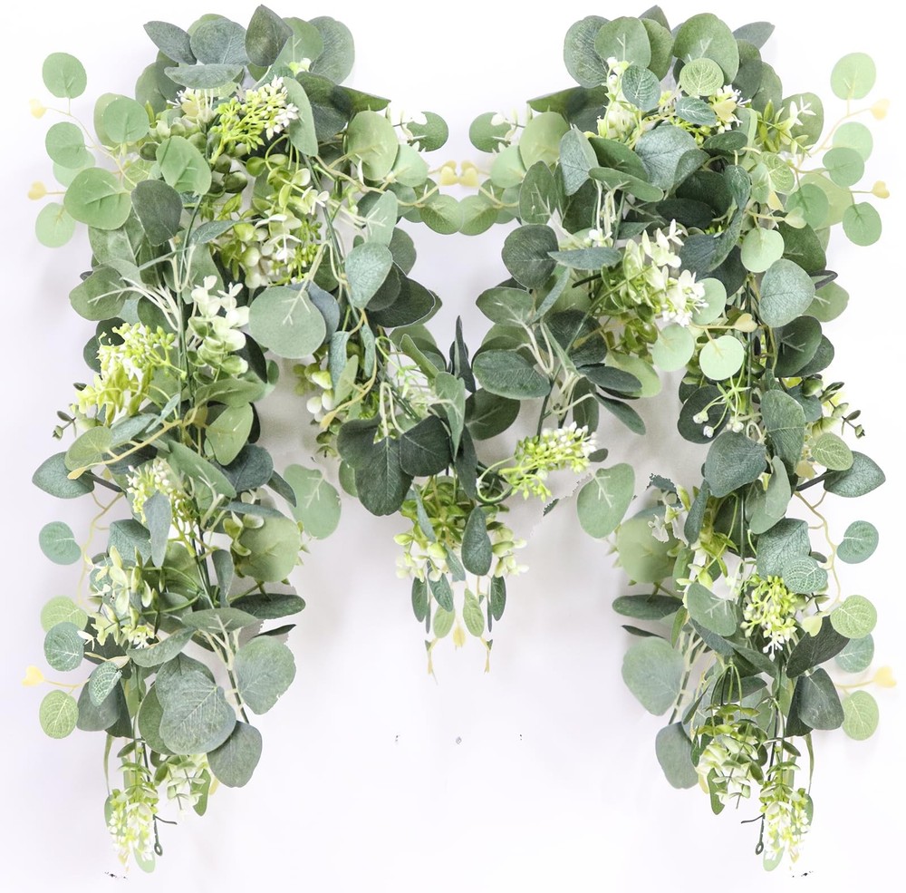MAKHOT 5.9FT Eucalyptus Garland, Artificial Greenery 5.9 feet, Green-1pcs