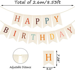 Happy Birthday Burlap Banner Boho Birthday Garland Bunting Bohemian Party Hangin