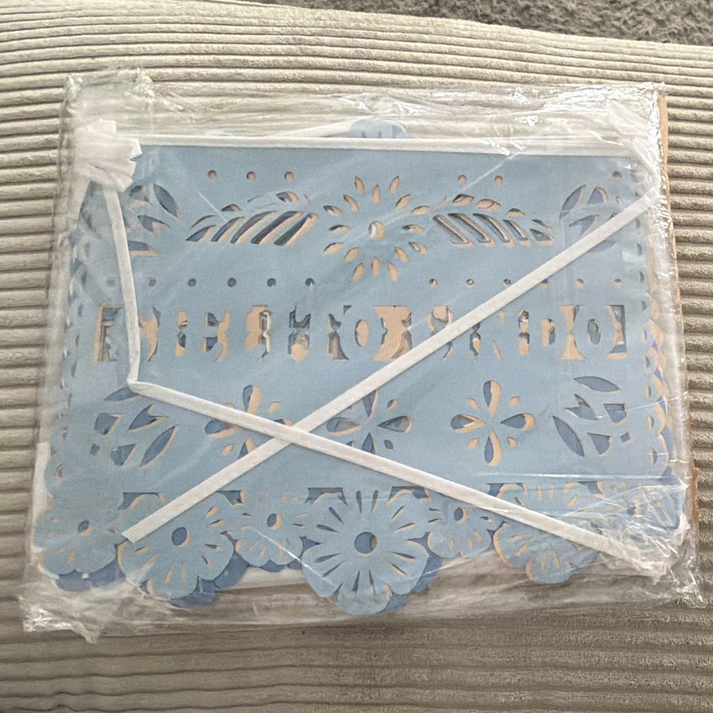 Paper Party Banner Decoration, Blue & White Floral Pattern Theme for Party