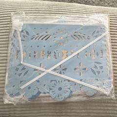 Paper Party Banner Decoration, Blue & White Floral Pattern Theme for Party