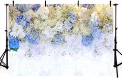 7x5ft Spring Blue and White Flower Birthday Bridal Shower Photography Backdrop