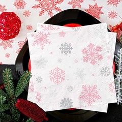 40pcs Snowflake Winter Napkin Party Decoration Winter Snowflake Pink White Wonde