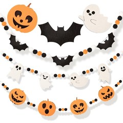 24.6Ft Felt Banner – Cute Pumpkin Ghosts Expressions Bat Pom Pom Garlands – H…