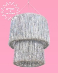 Iridescent Silver Foil Fringe Tinsel Chandelier 16 Inch Bachelorette