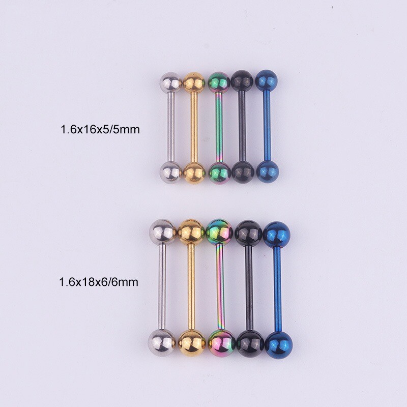 10 Pieces Stainless Steel Ball Barbs Tongue Rings Tongue Studs Body Jewelry US