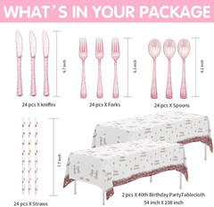 40th Birthday Decorations Women Tableware, Rose Gold 40 And Fabulous Decorations