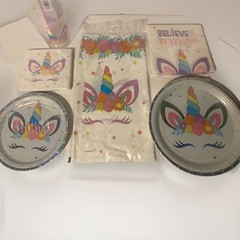 Unicorn Birthday Party 9 Piece Kit (Deco/Tableware) See description for contents