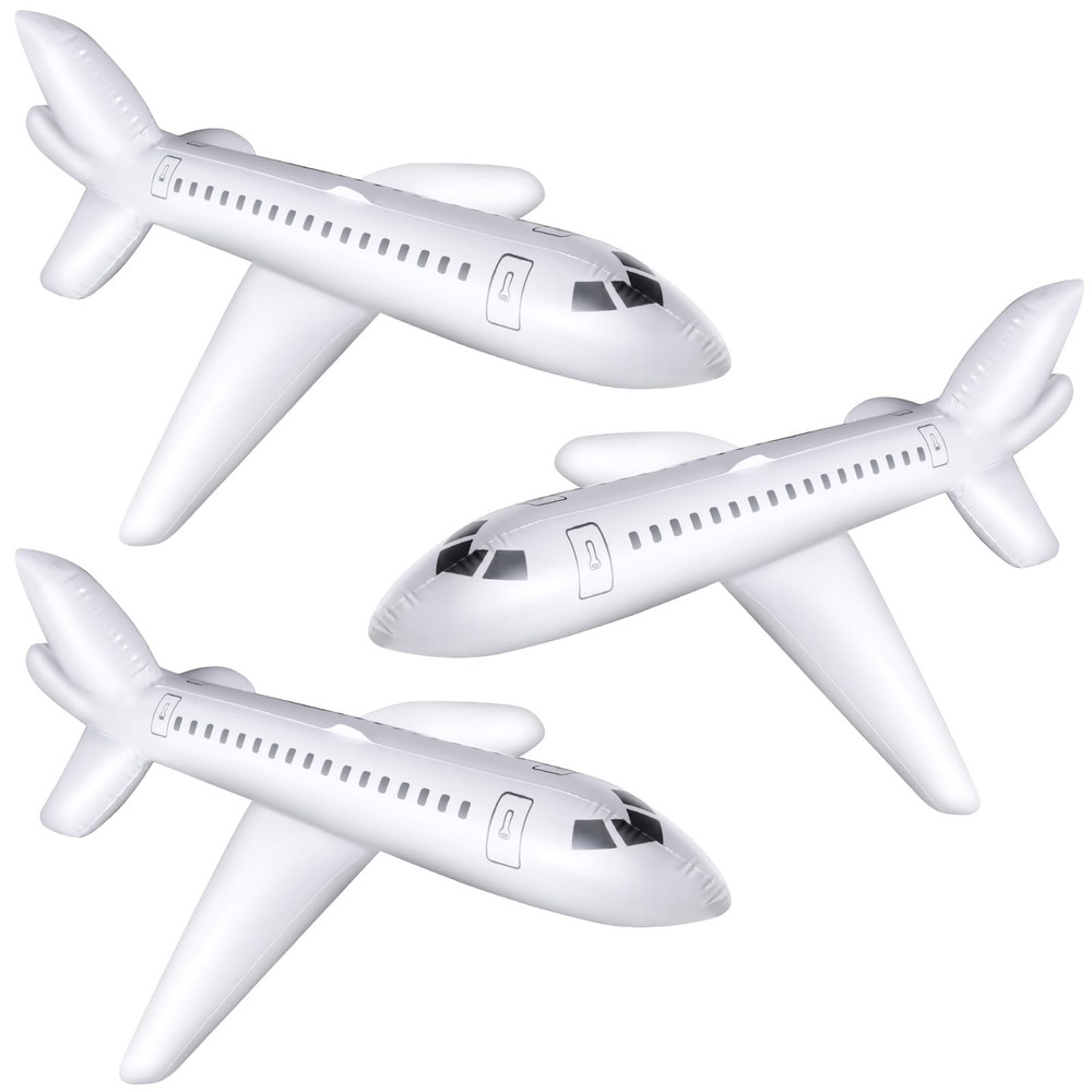 3 Pcs 40 Inch White Large Inflatable Airplane Balloon Aviation Themed Decorat…