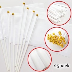 25 Pack Solid White Blank Flags Small Mini White DIY Graffiti Flags on Stick,…