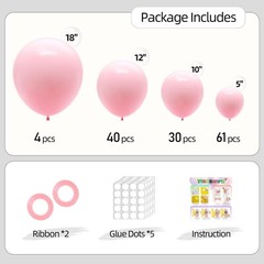 135Pcs Pastel Pink Balloons Garland Arch Kit Wedding, Birthday, Baby Shower