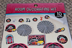 ROCK AND ROLL 1950s ROOM DECORATING KIT 1960s party supplies 10pcs car records
