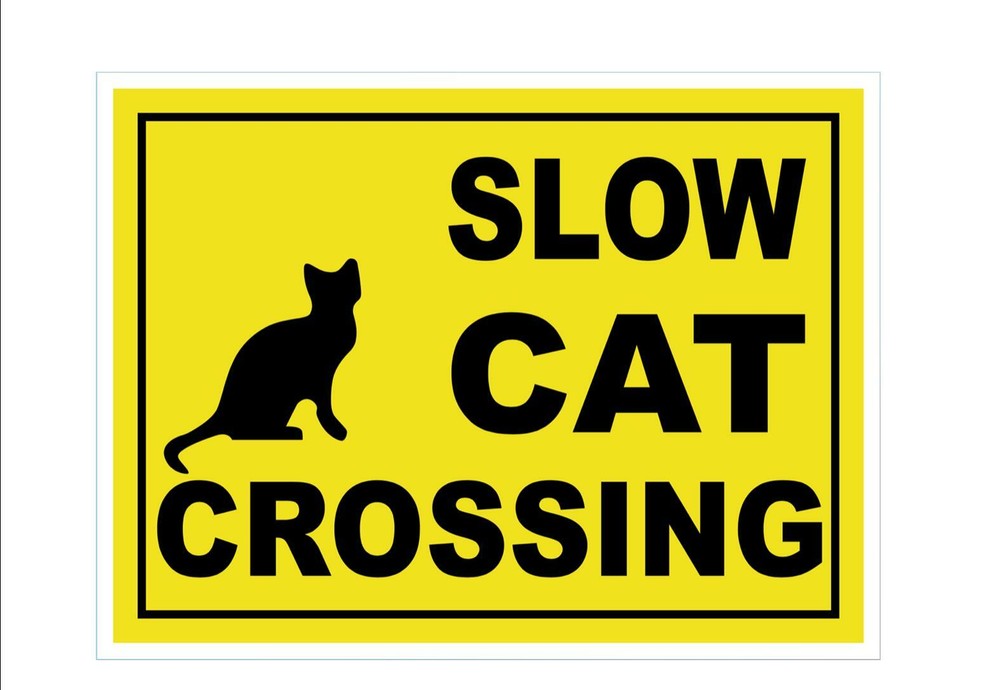 Slow Cat Crossing 18×24 Yard Sign w/ stake