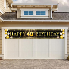 Black & Gold 40Th Birthday Banner Decorations – Extra Large 118″X20″ Reusable Ya