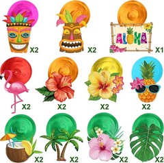 Tropical Themed Hanging Decorations – 30-Piece Luau Swirl Set for Fun Parties