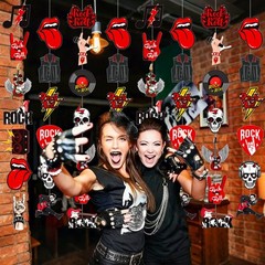 8pcs Rock and Roll Party Hanging Garlands Rock Music Room Wall Decor Rockstar…